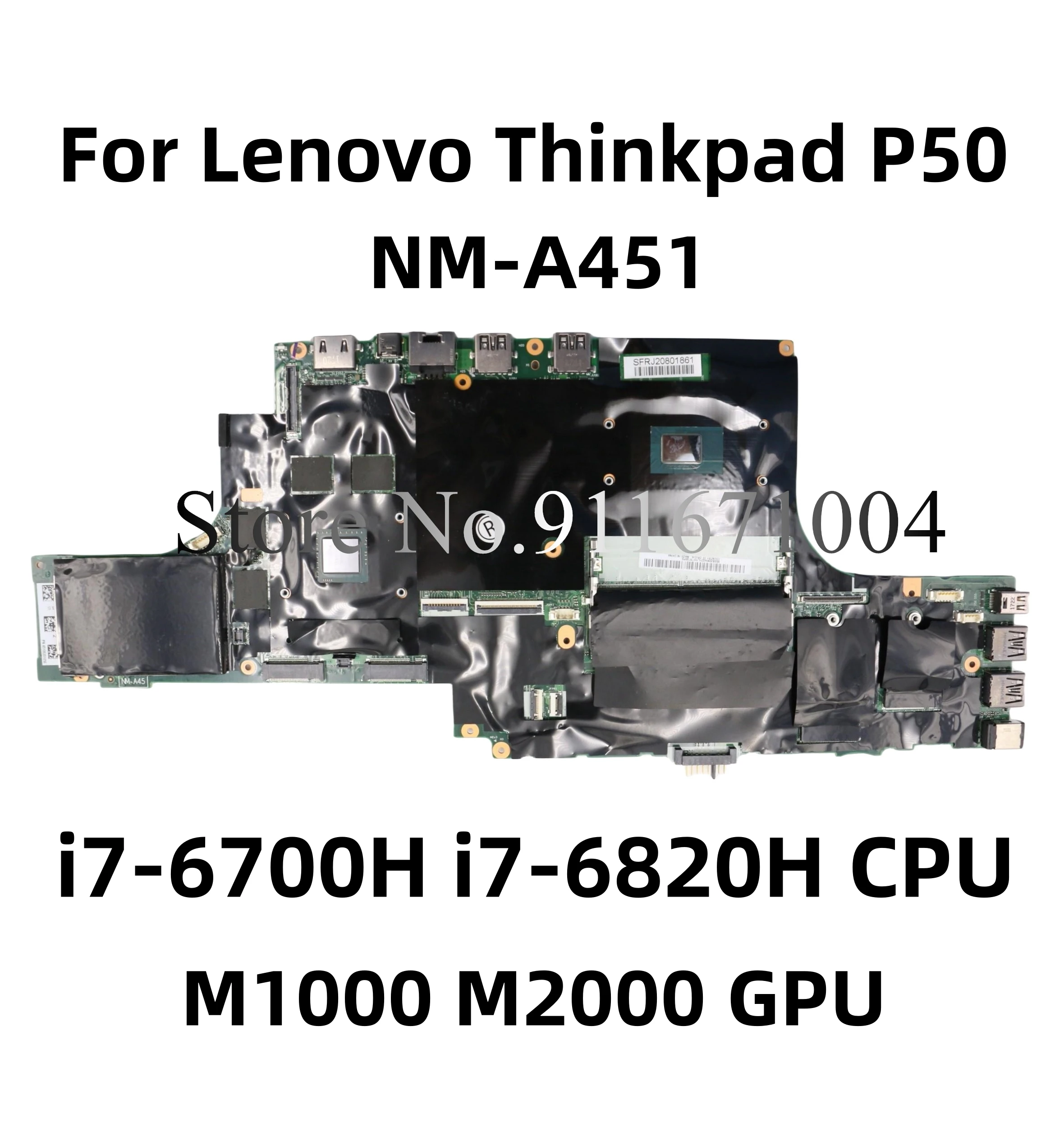 Carte mère ThinkPad P50 I7-6820hq FRU 01AY362 pour ordinateur portable, version originale