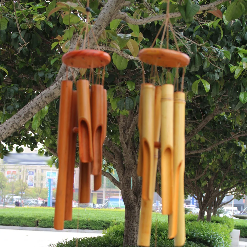Bamboo Windchime Decoration Patio Wind Chime Garden Windchime Decorative Wind Chime Hanging Ornament Yard Wind Bell Home Decor 2