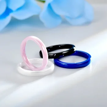 Anelli in ceramica sottili da 3 mm per gioielli da donna Anelli di coda lucidi semplici e lisci minimalisti Non sbiadiscono Blu Rosa Nero Bianco