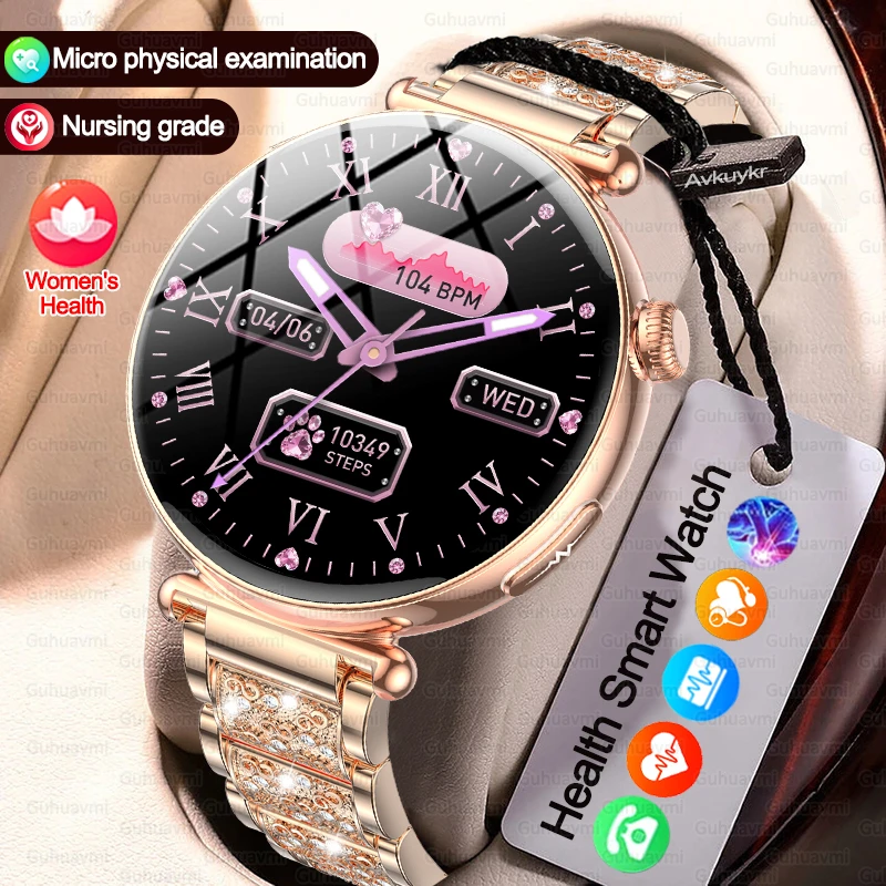 2026 New Women AI Smart Diagnosis Smart Watch HRV+ECG Uric Acid Blood Oxygen Health Monitor IP68 Waterproof Sports Smartwatches 1