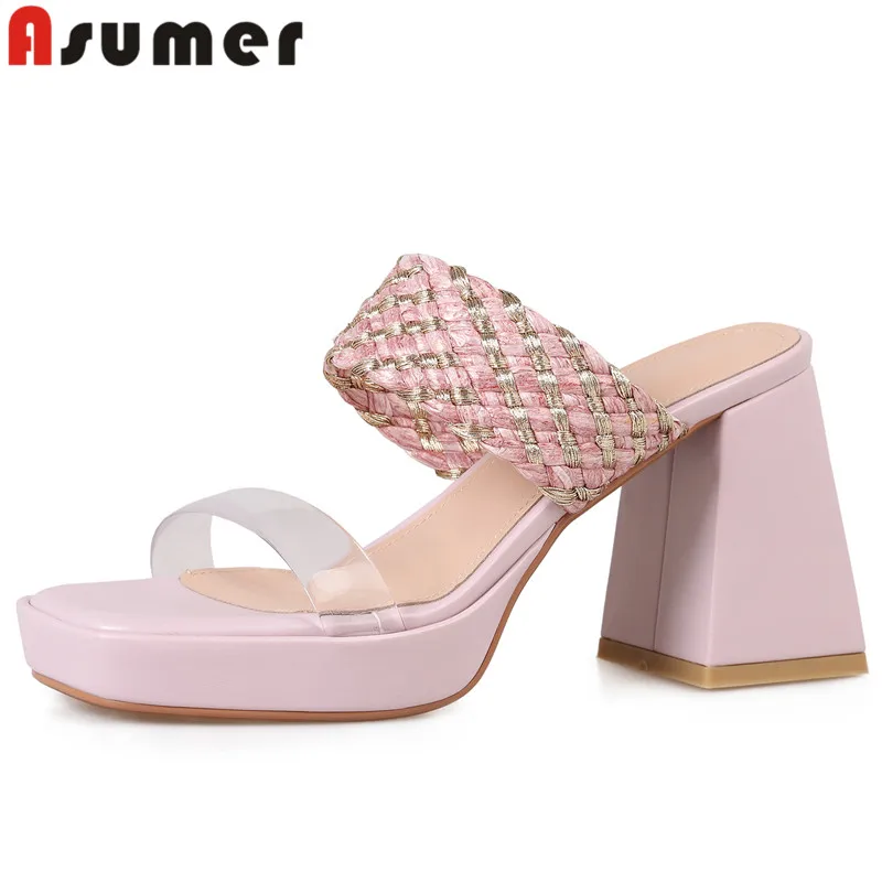 

ASUMER 2024 New Microfiber Transparent Women's Slippers Fashion Ladies Casual Outside Slippers Thick High Heels Platform Shoes