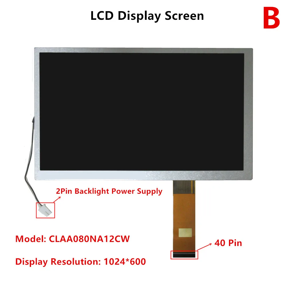 8인치 HSD080IFW1 CLAA080NA12CW 73003000742 자동차 네비게이션 DVD용 B 40핀 LCD 디스플레이 스크린 패널 디지타이저 터치스크린 GT911