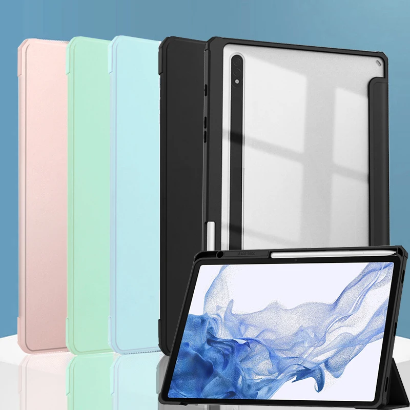 Custodia Tab S 8 X700 Per Samsung Galaxy Tab S8 11 2022 Sm-X700 X706 Acrilico Trasparente Posteriore Ripiegabile Ripiegabile Auto Wake/Sleep