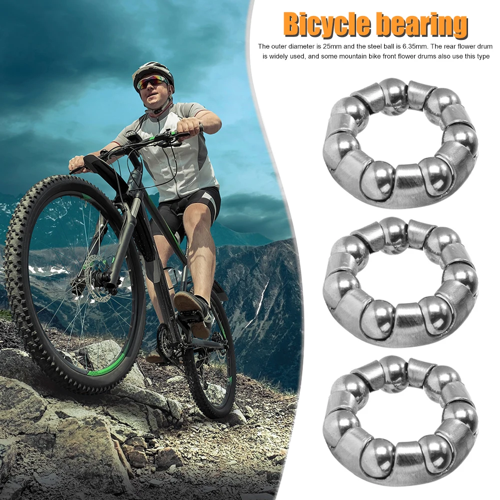 10pcs Diameter 25mm Bicycle Front Rear Wheel Axle 1/4 Inch 7 Ball Bearings MTB Bike Wheel Hub Bearings Cycling Riding Equipment bicycle ball bearing bicycle wheel hub bearings