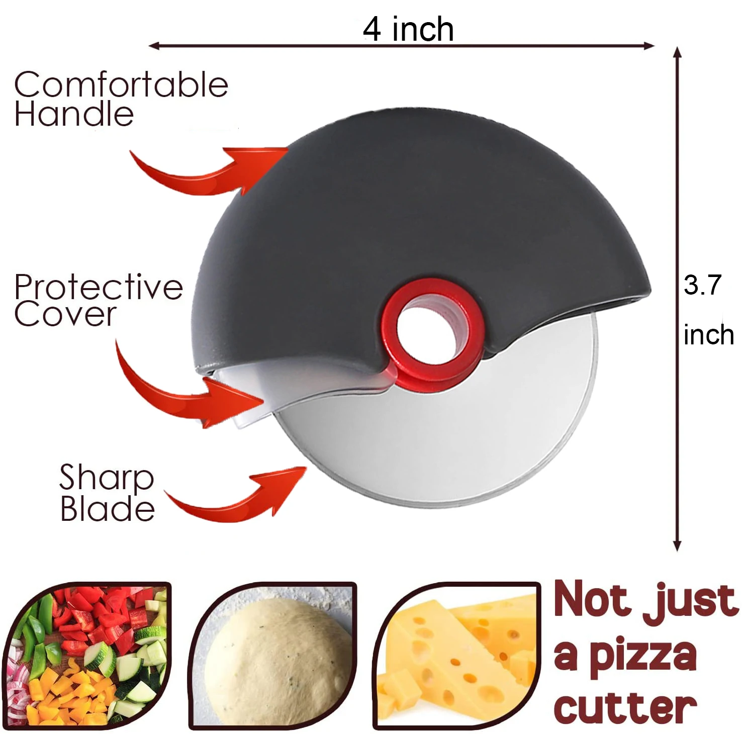 Stainless Steel Round Wheel Cutting Knife for Pizza with Lid Roller Dough Slicer Cutter Pastry Kitchen Baking Accessories Tools
