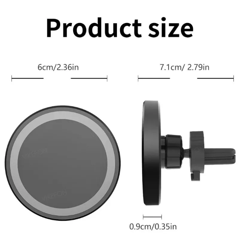 Magnetic Car Air Vent Phone Holder and Wireless Charger Stand with Fast Charging Capability