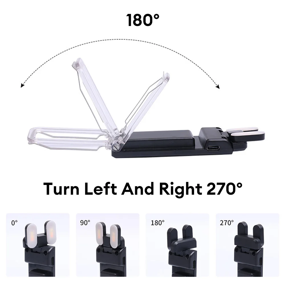 Clip-on Bookmark Book Light USB Rechargeable Reading Light Adjustable Brightness Portable Reading Bedside Desk