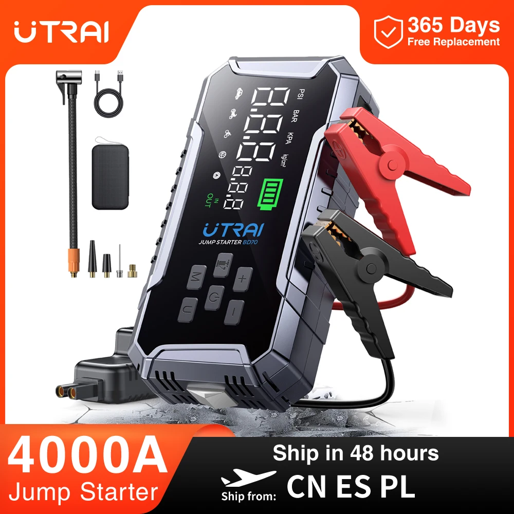 UTRAI 4000A Auto-Starthilfe 160PSI Luftkompressor Tragbare Powerbank 16000mAh Auto-Batterie Notfall-Booster Startgerät - AliExpress 34