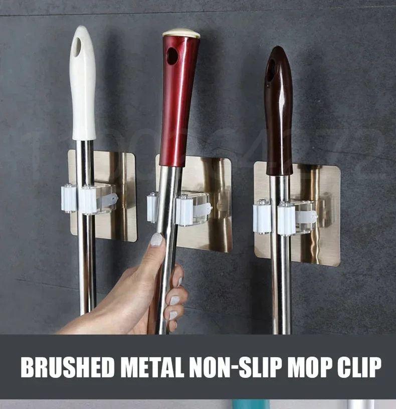 Description Picture 4 of item1-10PCS Adhesive Multi-Purpose Hooks Wall Mounted Mop Organizer Holder RackBrush Broom Hanger Hook Kitchen Bathroom Strong Hooks