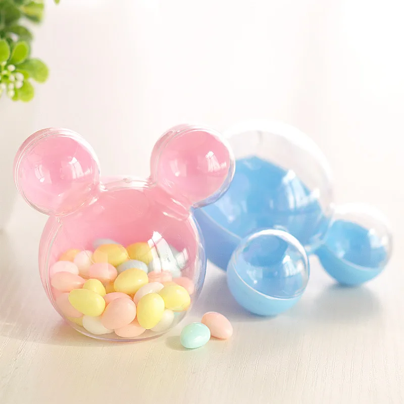 12pcs/set Creative Cute Mouse Head Wedding Candy Box Plastic Candy Box Gift Packaging Box for Children Birthday Party