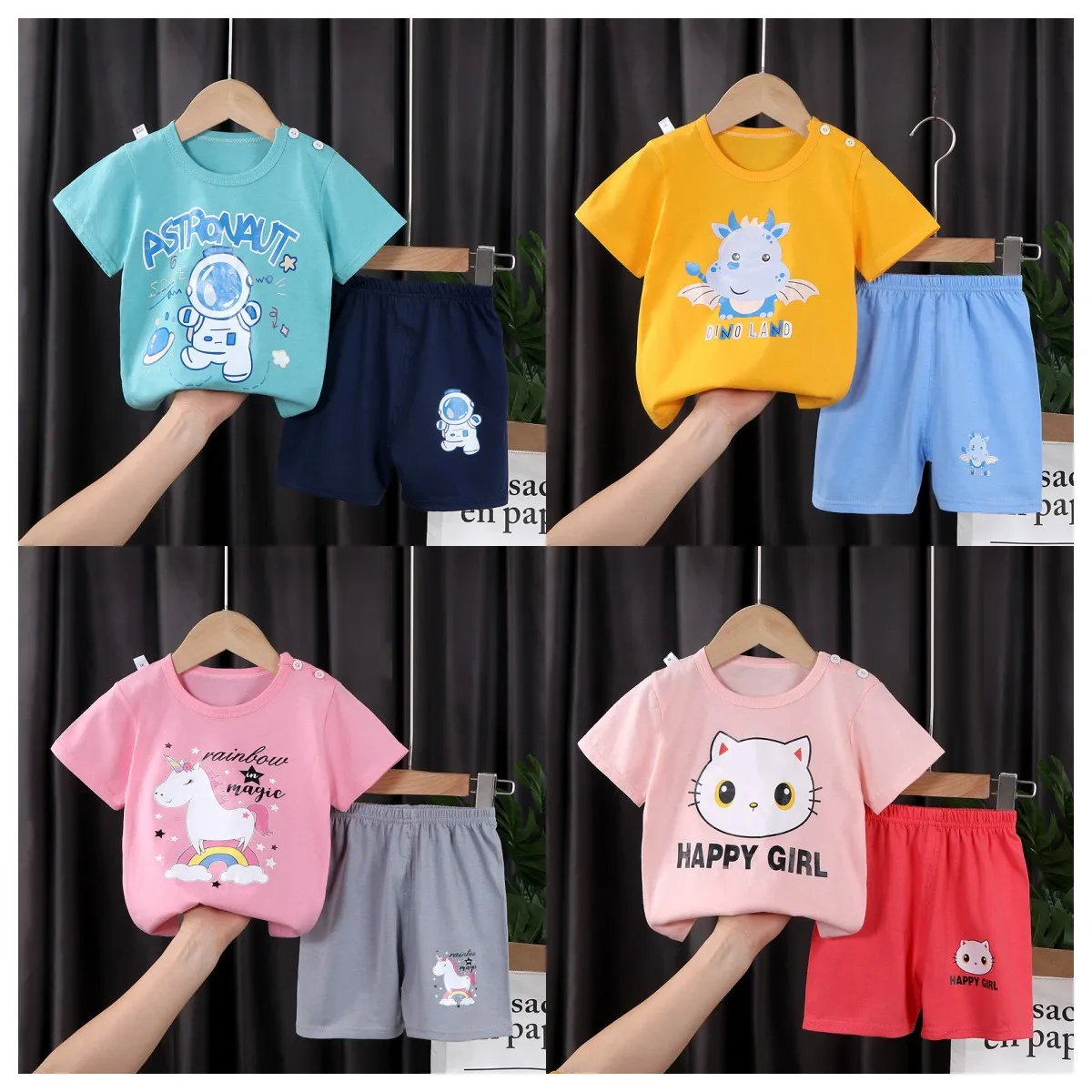 

New Children Clothing Set Kids Cartoon Tracksuit T Shirt +Pants Boys Girls Clothing Sets Baby Clothes