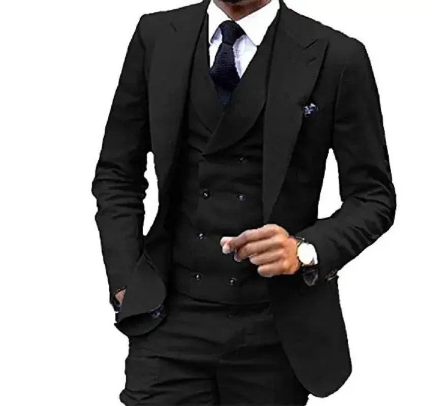 Blue Costume Homme Tuxedos Groom Wedding Men Suits Tuxedo Terno Masculino De Pour Hommes Blazer 3 Pieces (Jacket+Pants+Vest)