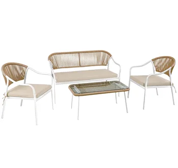 Stackable Wicker Patio Conversation Set with Cushions 1