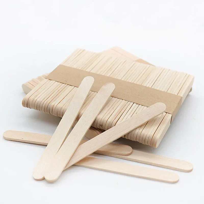 

50pcs Ice Cream Popsicle Sticks Natural Wooden Sticks Ice Cream Spoon Hand Crafts Art Ice Cream Lolly Cake Tools