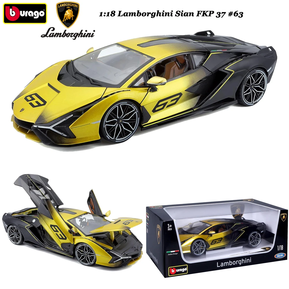 Bburago 1:18 Lamborghini Sian FKP 37 Simulation Alloy SuperCar Model Collection Cars Gifts Toys For Adults