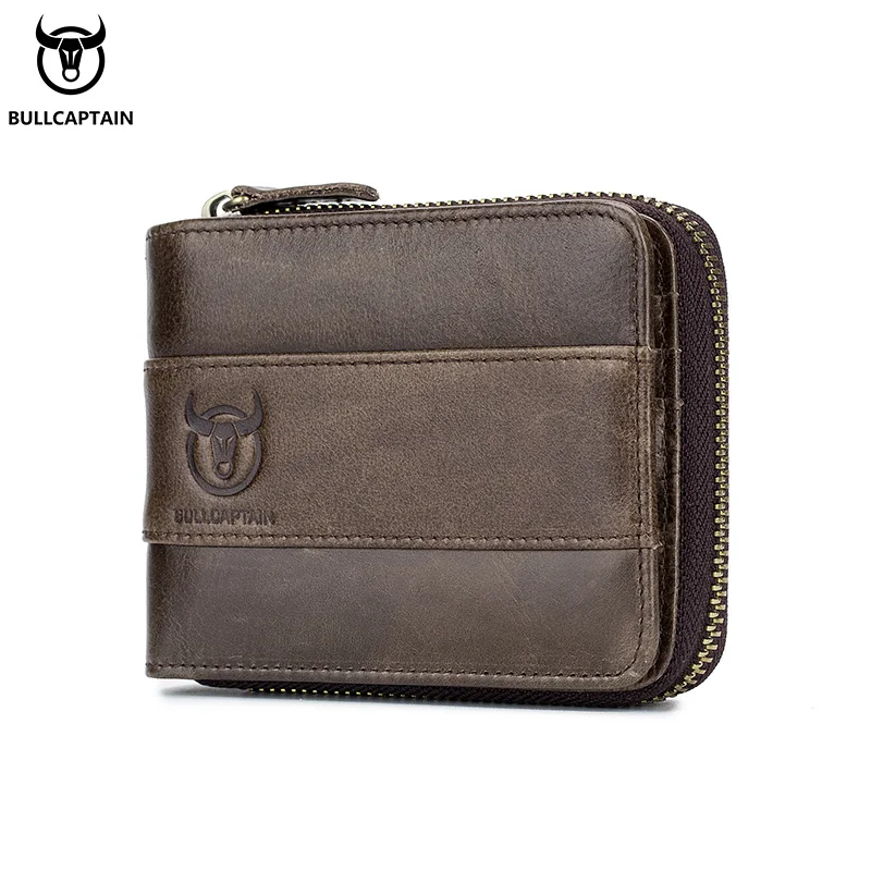 bullcaptain-leather-wallet-casual-first-layer-cowhide-driving-license-doka-multifunctional-anti-theft-brush-men's-zipper-wallet