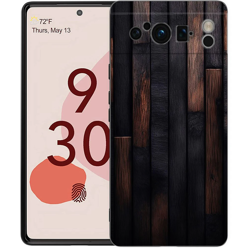 Forest Geometry Wood Design Shockproof Phone Case, Soft Silicone TPU Black Cover