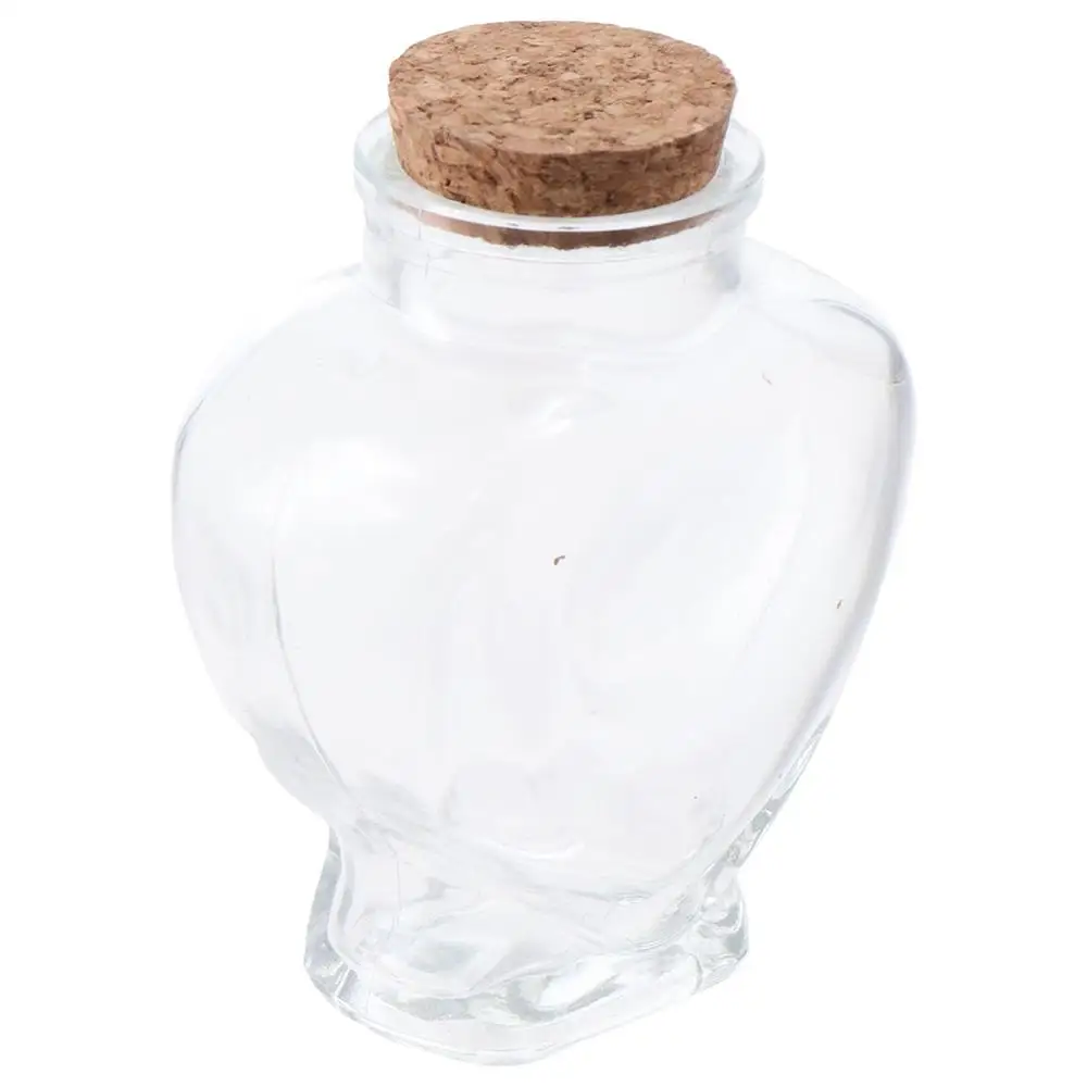 Clear with Cork Stoppers Heart-Shaped Bottle Portable Clear Wishing Bottle Small Empty Glass Jar
