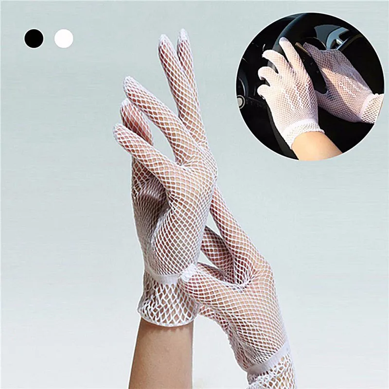 Sun Protection Gloves Women Summer UV-Proof Driving Gloves Mesh Fishnet Lace Mesh Solid Thin Mitten Animals