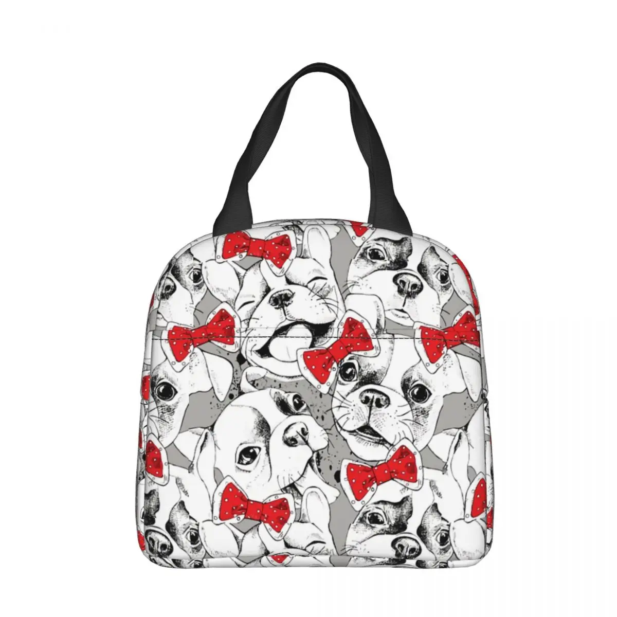 

Valentine Dog Seamless Pattern Oxford Cloth Portable Bags French Bulldog Pet School Trip Lunch Hiking Debris Cooler Food Handbag