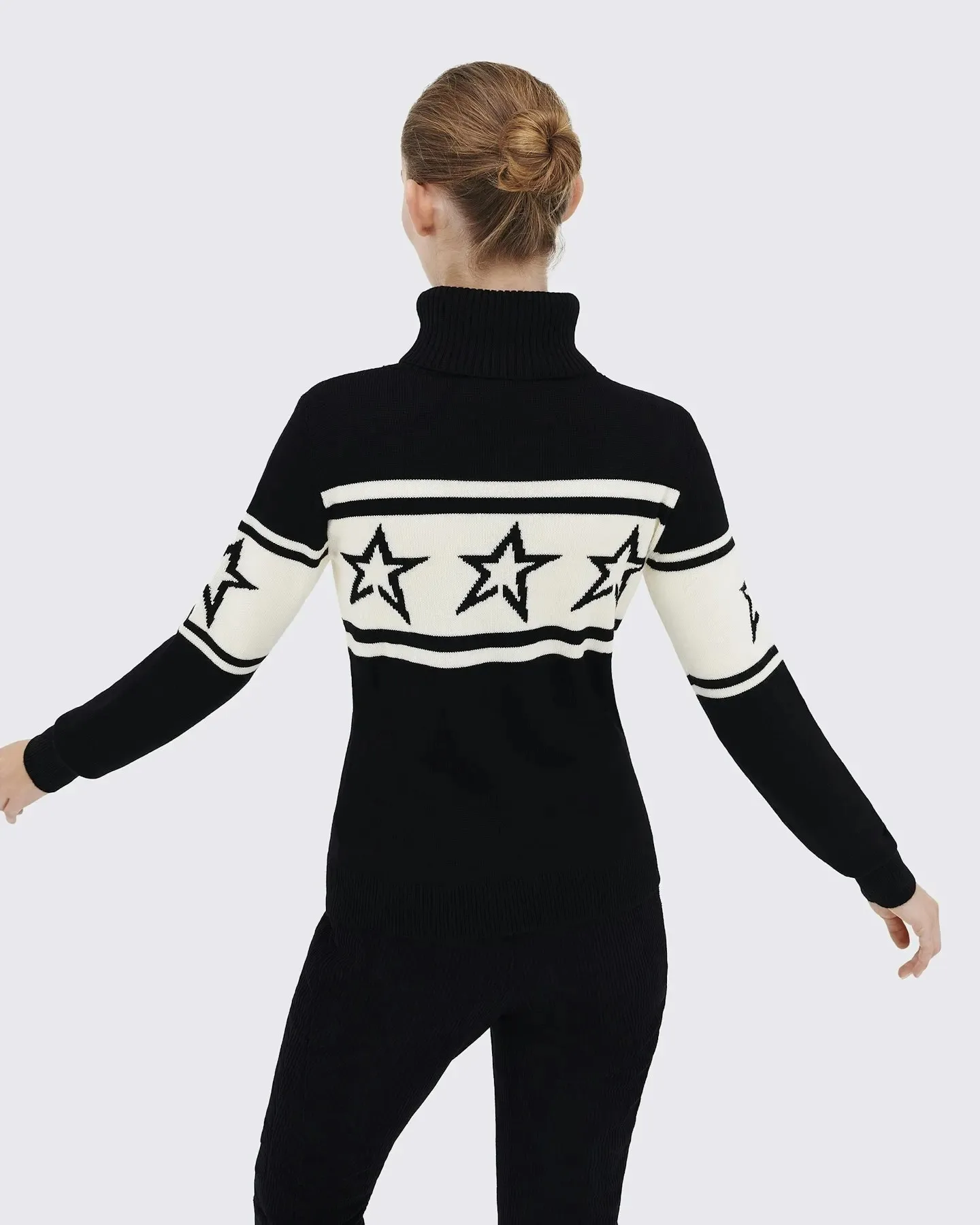 European and American women's high-end high neck sweater with star stitching pattern for warmth, knitted sweater 2