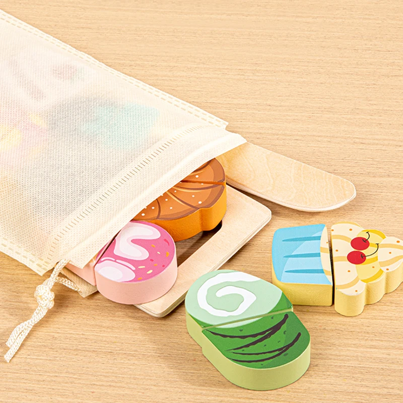 Pretend Kitchen Toys Simulation Fruit Vegetable Ice Cream Food Cutting Wooden Classic