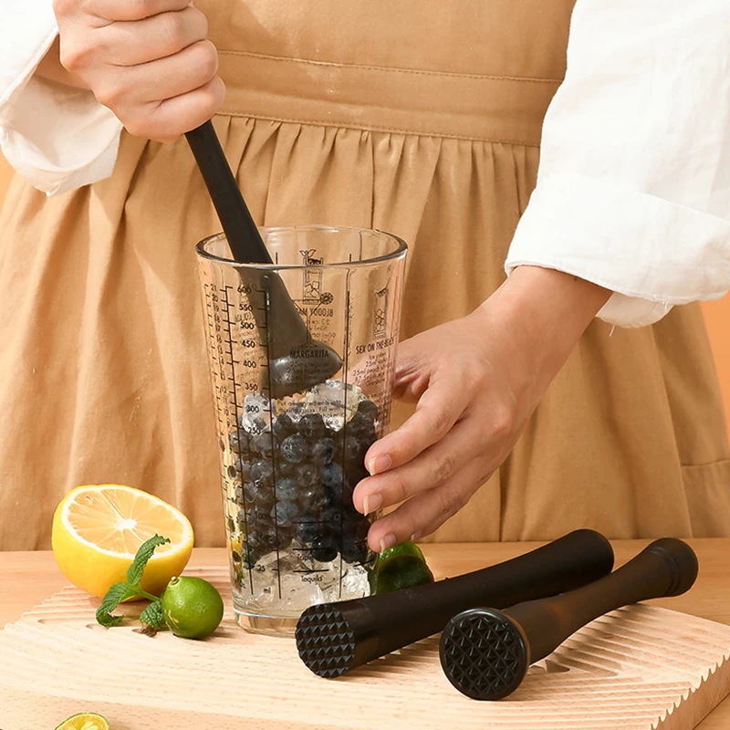 Cocktail Muddler Professional Stainless Steel Ice Pestle With Grooved Spiky Nylon Head For Muddle & Mix Homemade Drinks Mojito bar tools