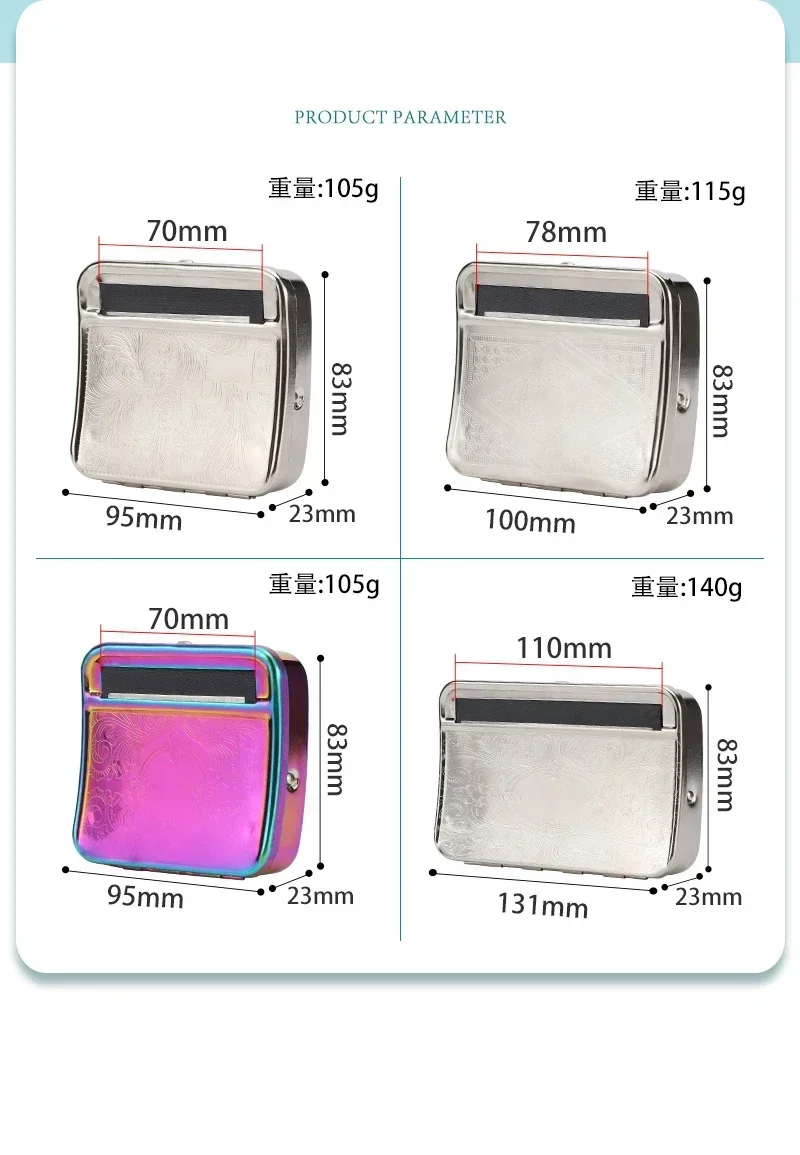 Description Picture 3 of itemMERCURY Portable 70/78/110mm Rolling Cigarette Machine Metal Tobacco Storage Case Suit for Roller Paper Smoking Pipe Accessories