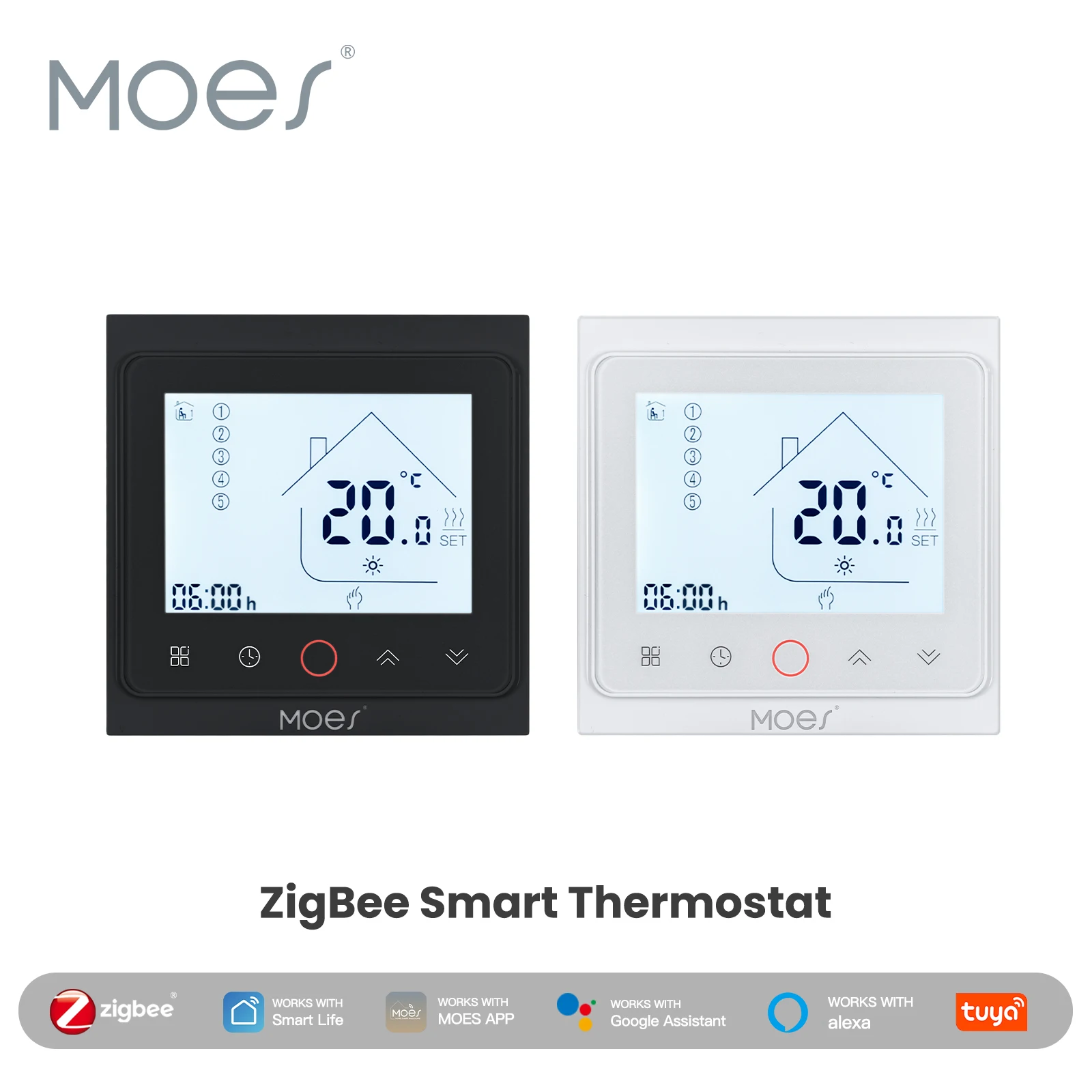 MOES สมาร์ท Tuya ZigBee Thermostat อุณหภูมิห้องควบคุมน้ํา/เครื่องทําความร้อนไฟฟ้าหม้อต้มแก๊สทํางานร่วมกับ Alexa Google Home 1