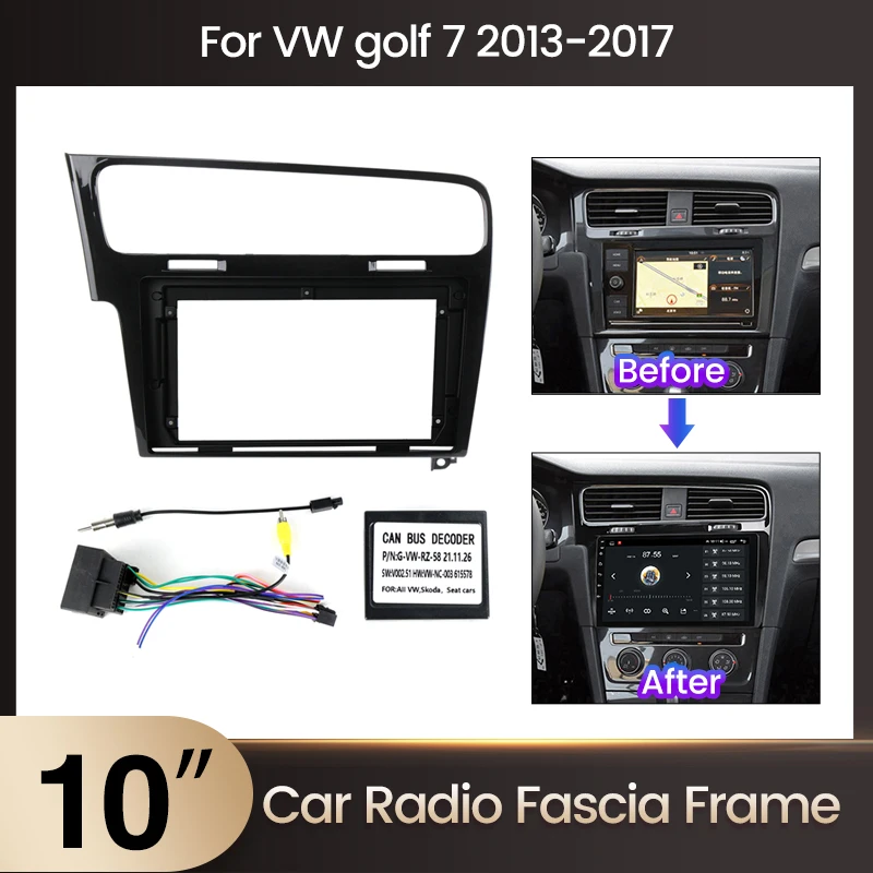10 Zoll Piano Black MIB Radio Frame Panel Dekorativer Rahmen für Volkswagen  Golf 7 2013-2017 MK7 Golf 7.5 MK7.5 MIB