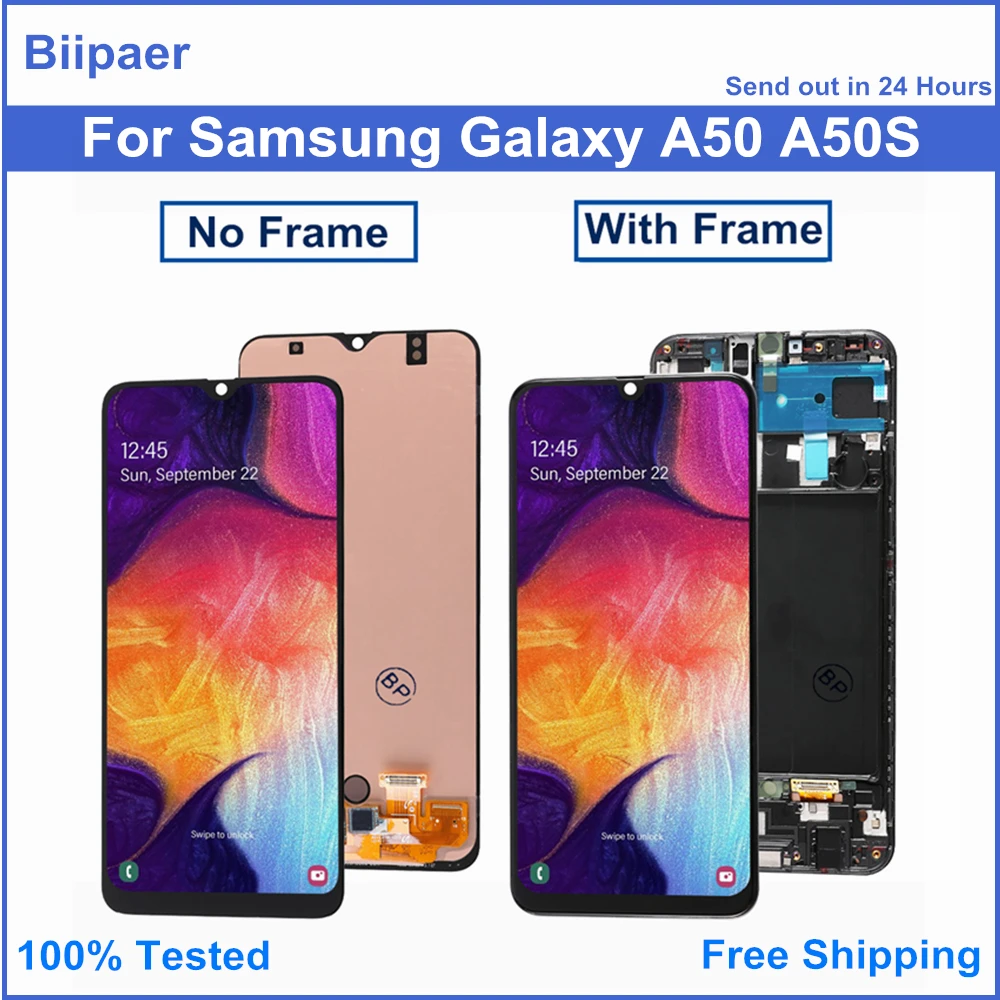 

OLED Display For Samsung Galaxy A50 A50S SM-A505F SM-A505FN LCD Display Assembl With Frame For Samsung A50 A50S SM-A507F SM-A507