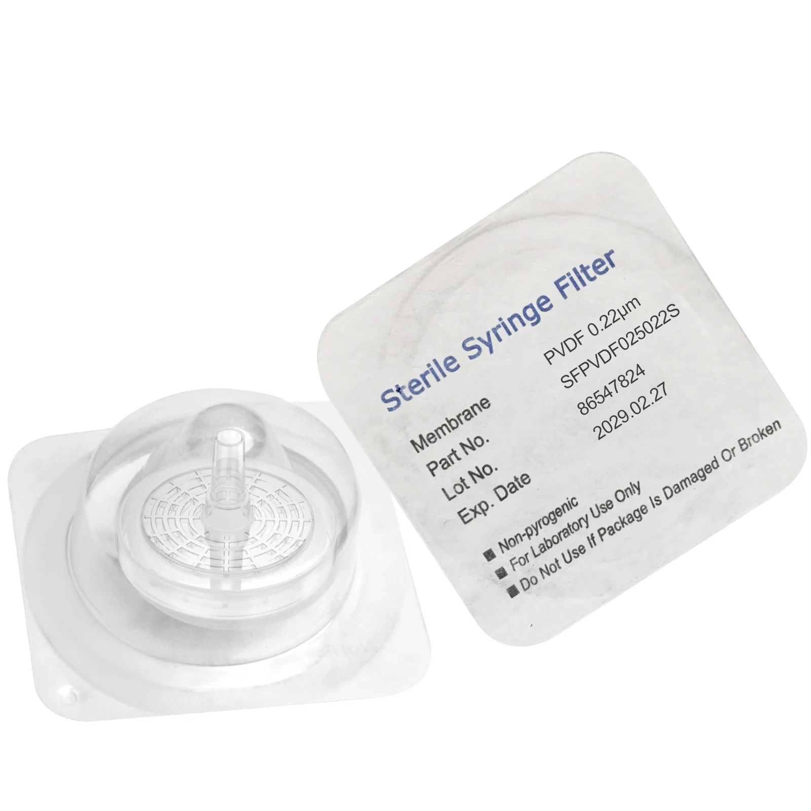 Premium Sterile Syringe Filters with PVDF Membrane, 0.22μm Pore Size, 25mm Diameter, Individually Packed