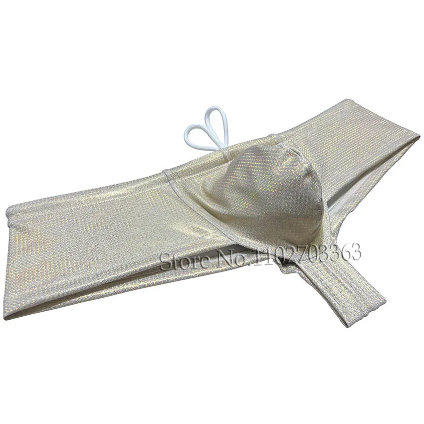 Mens Fashion Gloss Swimwear Bikini Boxer Briefs Wet Look Swimming Surfing Swim Trunks Cheeky Panties Beachwear