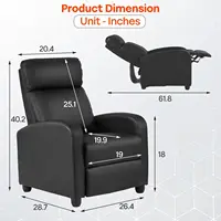 Massage Recliner Sofa with Lumbar Support and Adjustable Backrest for Living Room or Bedroom in Black Leather 3