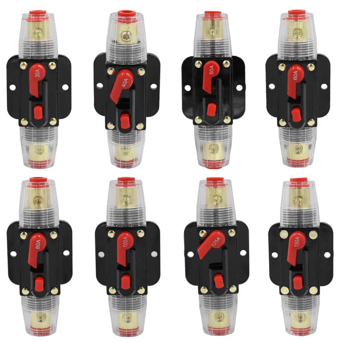 30A-150A Power Self-recovery Circuit Breaker Car Audio Conversion Protection Disconnect Fuse Holder 12V-24V DC circuit breaker