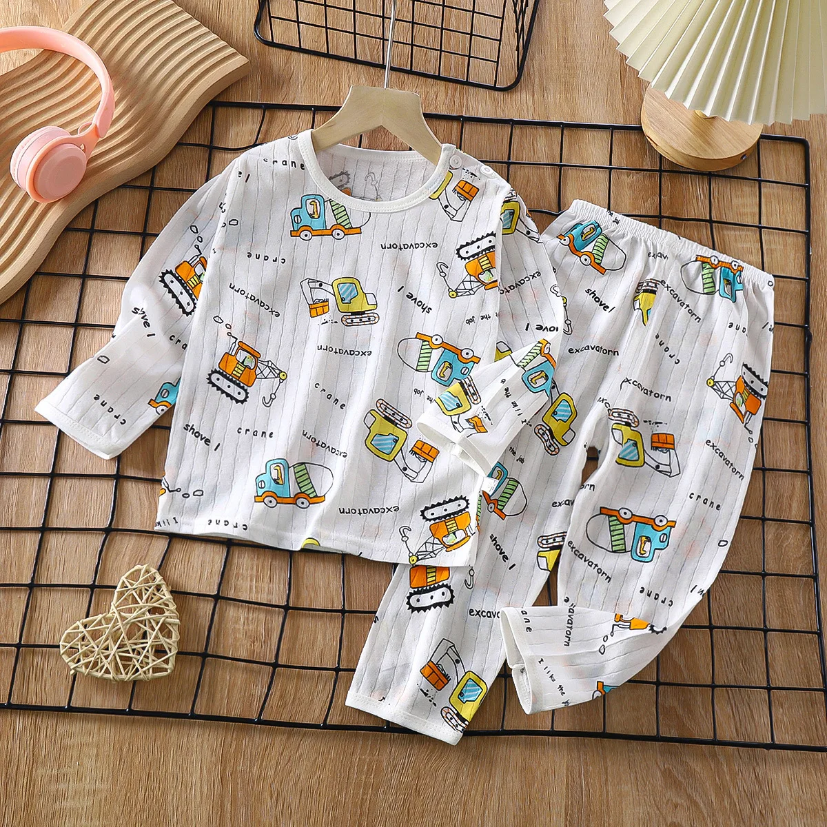2025 Summer New Children Home Clothes Set Boys Girls Long-sleeved Pajamas Thin Section Kids clothing Baby Clohtes 6