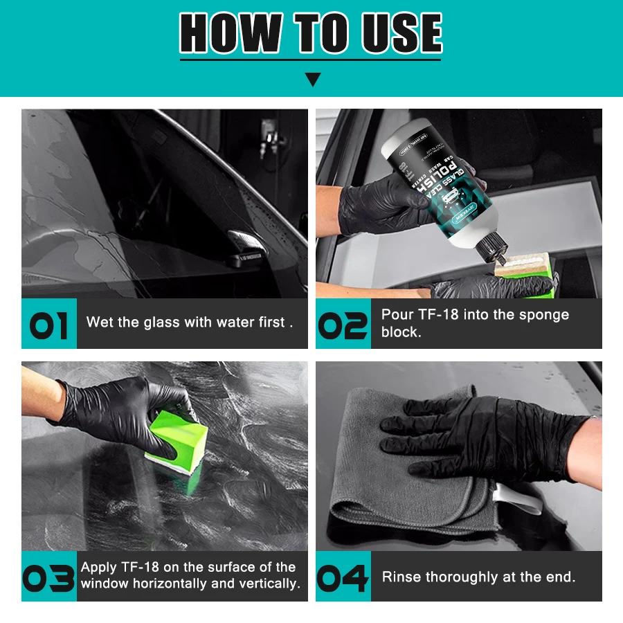 Car Glass Oil Film Remover Ryekew Paste Car Glass Film Remover Clear View Hydrophobic Windshield Car Window Waterproofing Agent