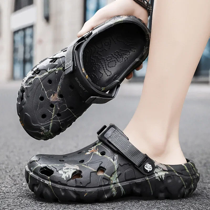 Summer Sandals Summer Outdoor Beach Sandals Men Clogs Shoe Women Slippers Camouflage Platform Aqua Shoes Soft EVA Indoor Home Slides Flip Flops