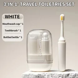 Compact Travel Toiletries Case - 3 - in - 1 Mouthwash Cup, Toothbrush & Toothpaste Holder (WHITE 01)