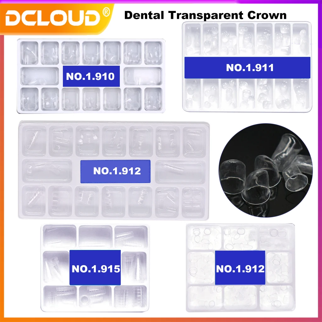 

64pcs/Box Dental Transparent Crowns Temporary Preformed Posterior Pre-crown Matrices Matrix Adult Kids Dentist Kit 1.910/1.912