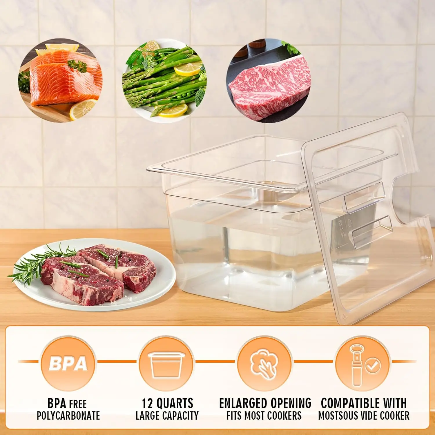 11L Sous Vide Slow Stew Pot Cookware Container For Submerged Circulation Sous Vide Accessories For Low-Temperature