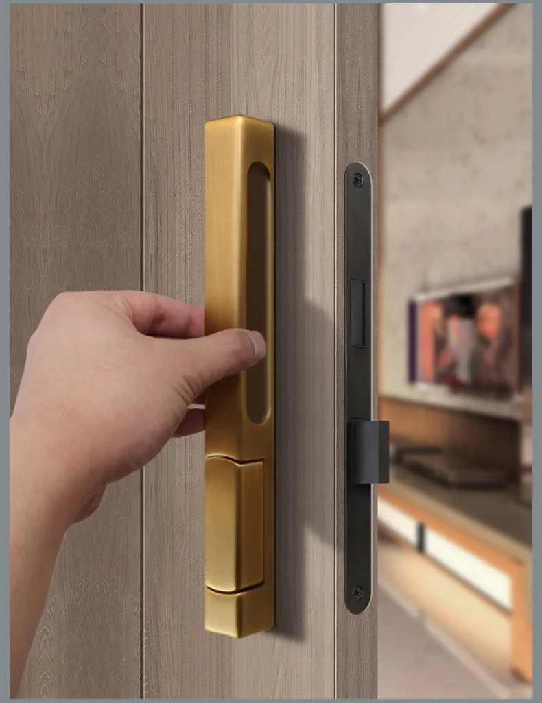 TOPKNORR Minimalist Magnetic Door Lock Indoor Household Universal Toilet Black Room Wooden Door Handle Mute Bedroom Door Lock