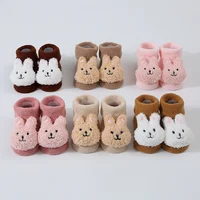 Cute Cartoon Rabbit Baby Socks For Boys Girls Winter Soft Cotton Anti Slip Solid Newborn Toddler Sock Thicken Socken 2