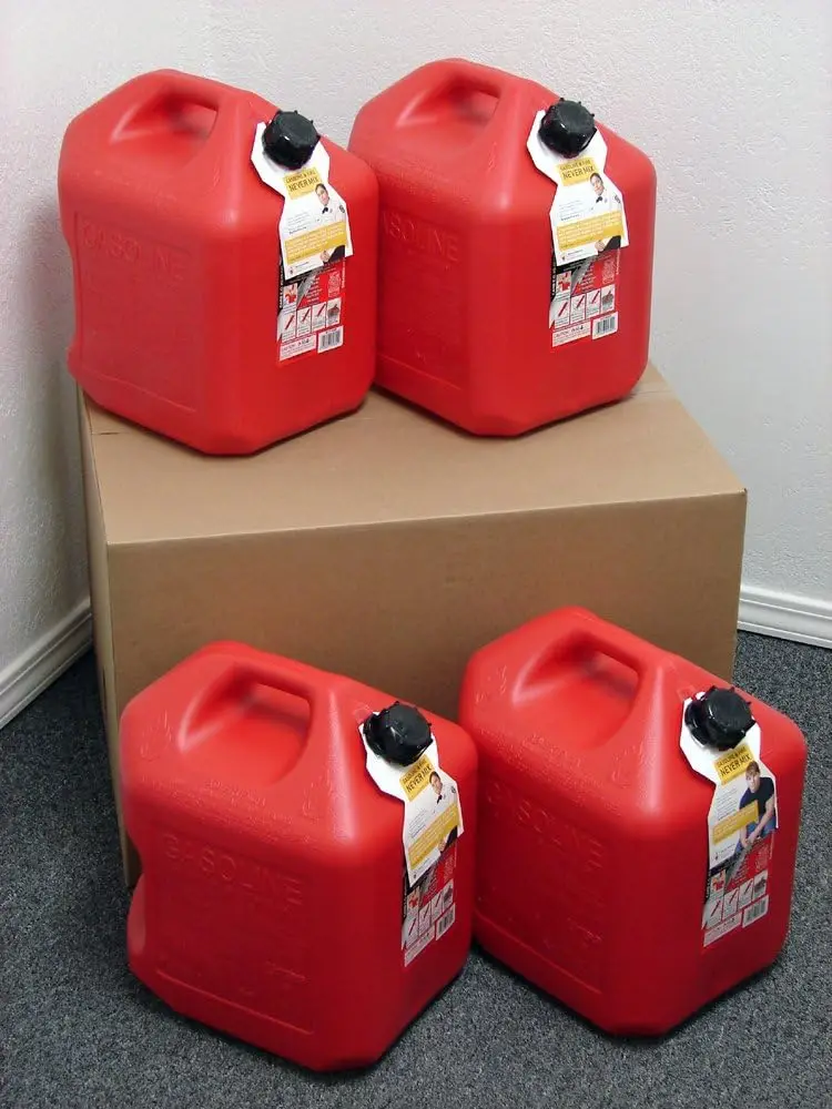 5 Gallon Gas Can, 4 Pack, Spill Proof Fuel Container-New!-Clean! Boxed!