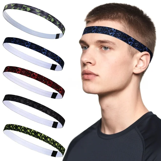 Sports thin headband, yoga fitness headband, sweat guiding and absorbing elastic band, silicone anti slip breathable headband