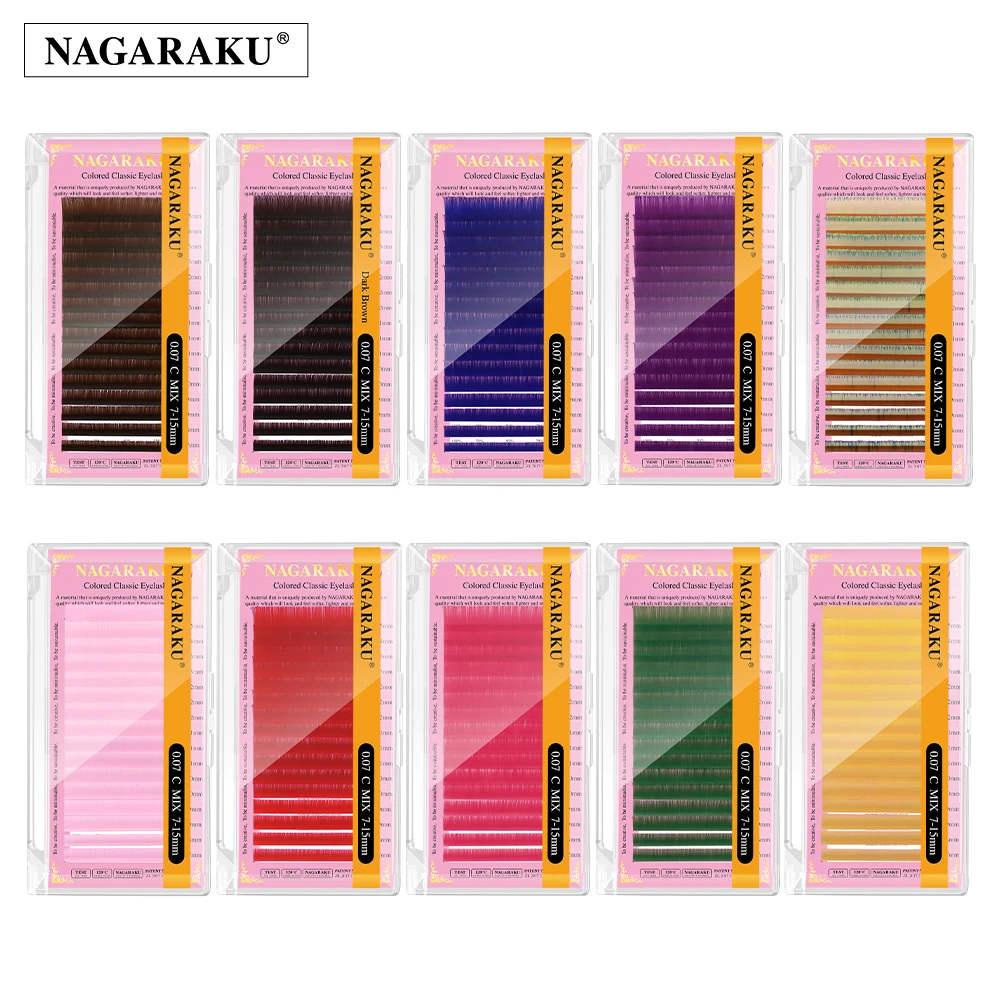 NAGARAKU Color Lashes Green Pink Yellow Green Eyelash Extensions Individual Colored Eyelashes False Mink Eyelashes