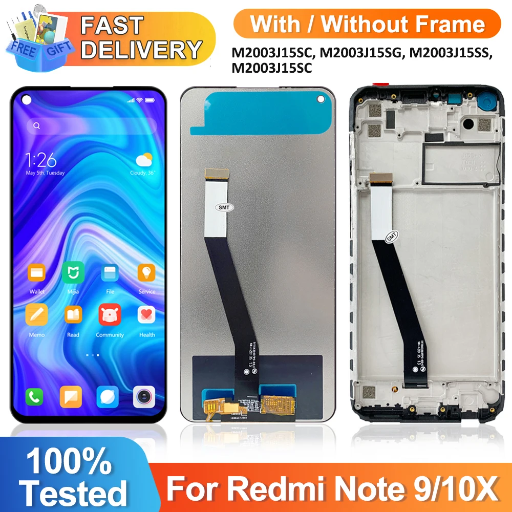 Écran LCD Tactile Avec Cadre Xiaomi Redmi Note 9 Pro M2003j6b2g Lcd Display Touchscreen Frame 560002j6b200 White