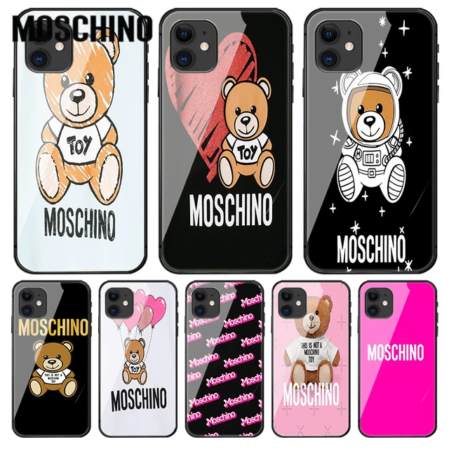 Moschino Phone Case For Iphone 4 13 14 5s Se 5c 6s 7 8 Xr 11 12 Mini Pro Max 2022 Black Glass - Mobile Phone Cases & Covers - AliExpress