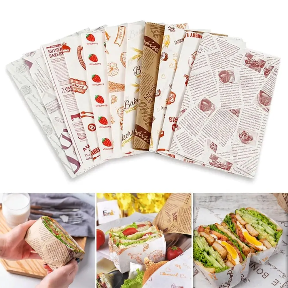 Sandwich Wrapping Paper Oil-Proof Hamburger Paper Oil-Proof Tray Bread Baking Plate Pad Air Frying Pan sandwich bread bags