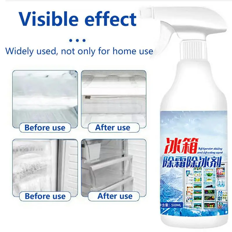 500ml Fridge Freezer De-Icer Spray Refrigerator Defrosting Deicer Ice Layer Remover Food Grade Refrigerator Cleaner Solution